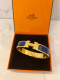 Pre Loved Hermes Blue Enamel Clic H Narrow Bangle size M (excellent)