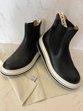 Loewe Terra leather chelsea boots in black & white leather UK 4