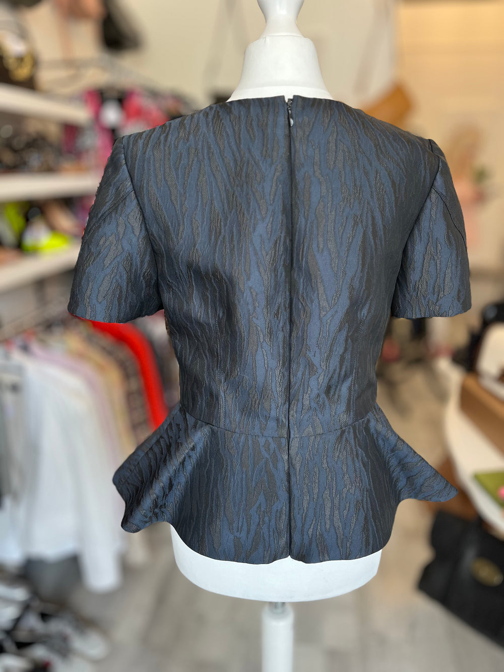 Pre Loved Alexander McQueen Black & Navy Peplum Top