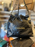 Pre Loved Chanel 22 in Black Shiny Calf Leather (new)