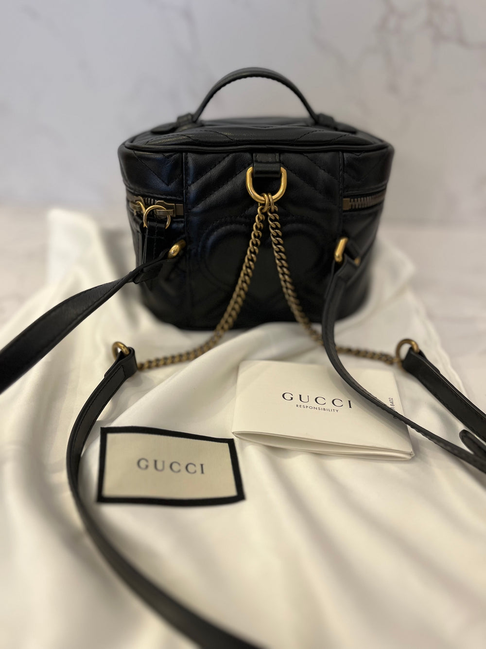 Pre Loved Gucci Marmont Small Backpack with Top Handle (pristine as new)