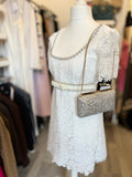 Pre Loved Self Portrait White Lace & Crystal Mini Dress UK 10 (New)
