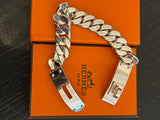 Hermes Kelly Gourmette Silver Bracelet