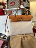 Hermes Vintage Interchangeable Herbag 31 Satchel in Beige Canvas or Black Fabric & Tan Leather (new)