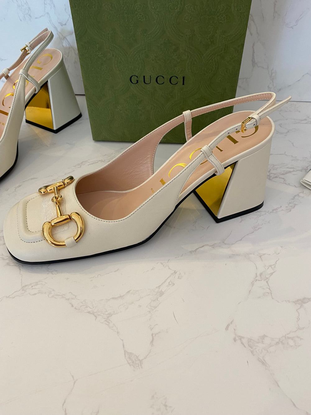 Pre Loved Gucci Cream Horsebit Sandals UK 5 - NEW