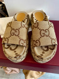 Pre Loved Gucci Platform Slide Sandals in Beige UK4 -fit UK 5 (excellent)