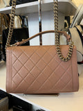 Chanel Quilted Click Flap Bag in Rose Beige Leather