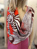 Pre Loved Hermes Zebra Pegasus Limited Silk Scarf in Orange & Dark Brown 90cm (New)