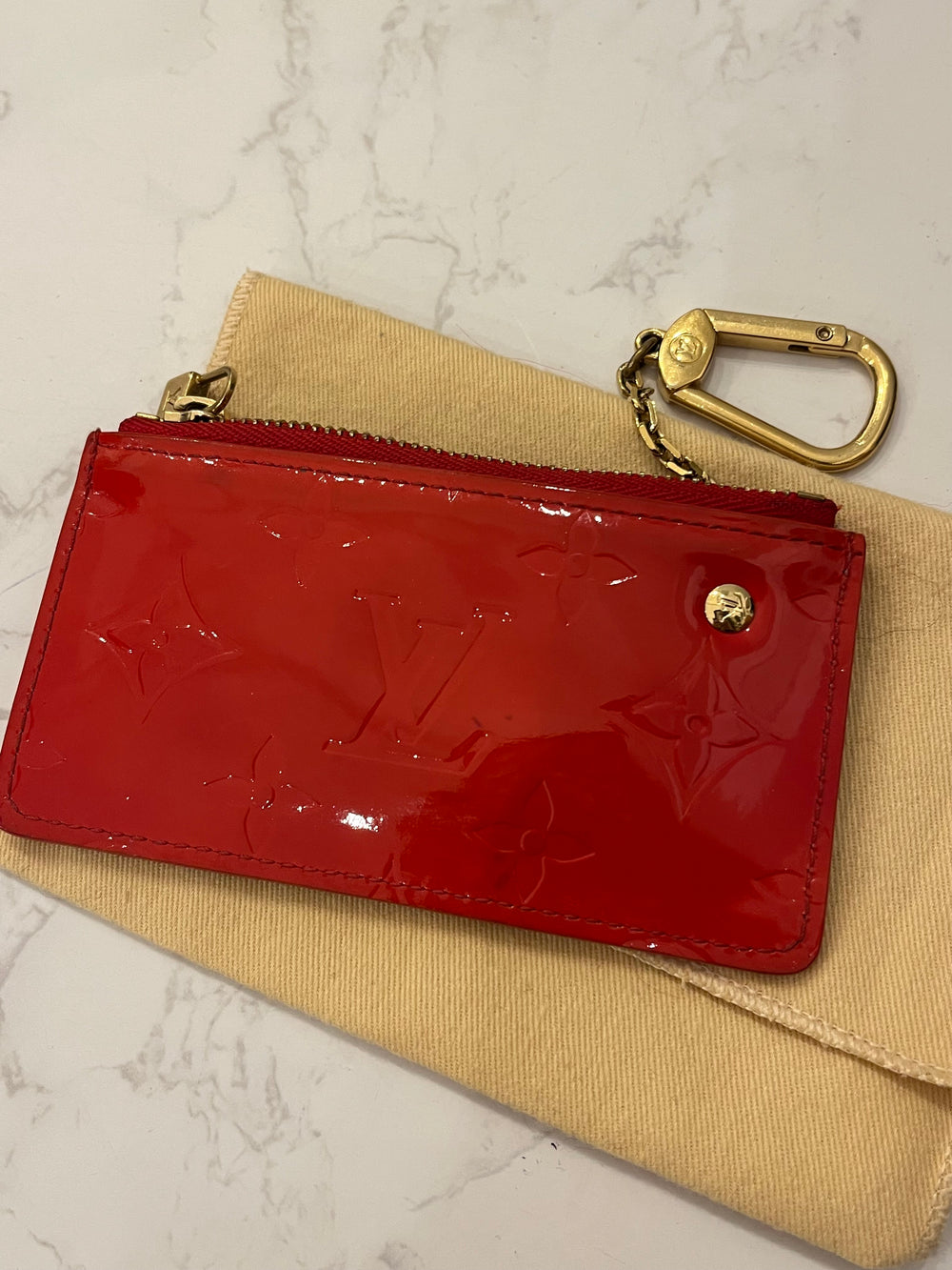 Pre Loved Louis Vuitton Coin Purse in Red Empreinte Patent Leather