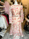 Pre Loved Zimmerman Pink Floral Dress & Jewelled Belt Size 0 U.K. 8 (New+Tag)