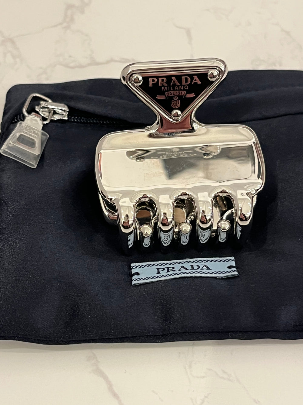 Pre Loved Prada Silver Tone Hair Clip (New)