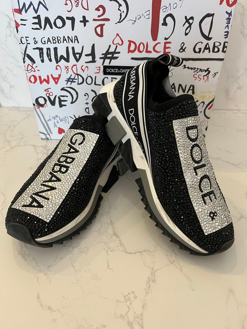 Pre Loved Dolce & Gabbana Diamanté Crystal Trainers uk5