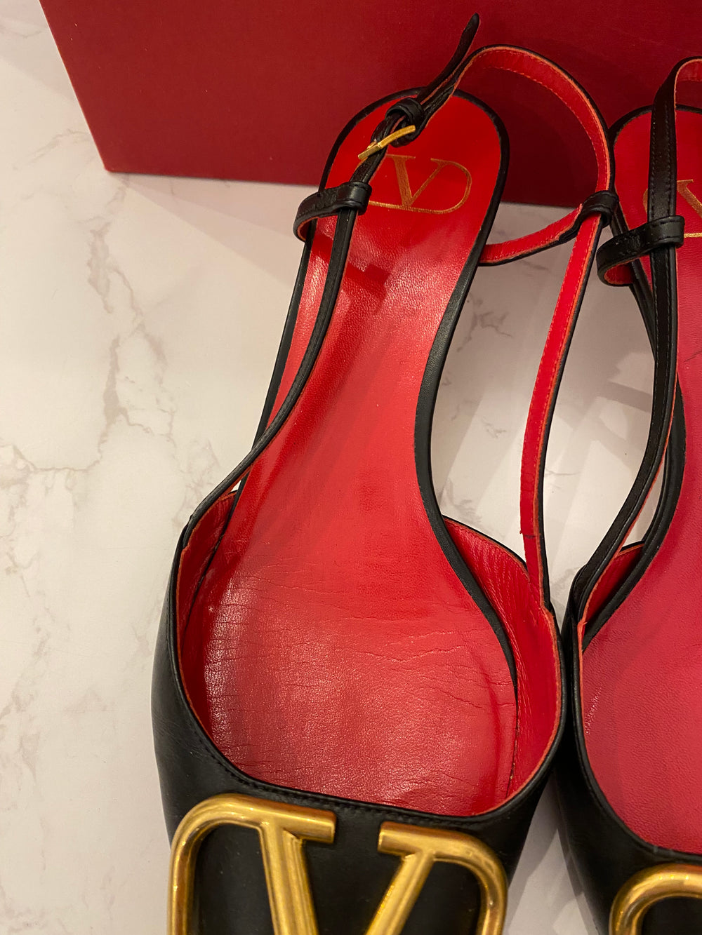 Pre Loved Valentino Garavani Vai Go Logo Kitten Heels Size UK 5.5