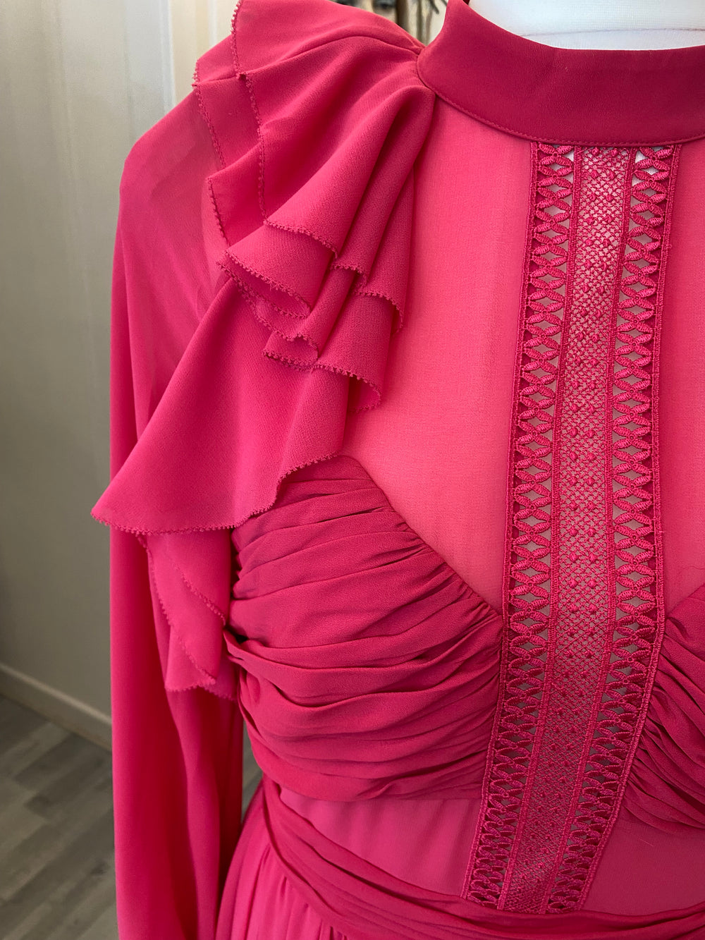 Pre Loved Self Portrait Pink Midi Dress Uk14 (excellent)