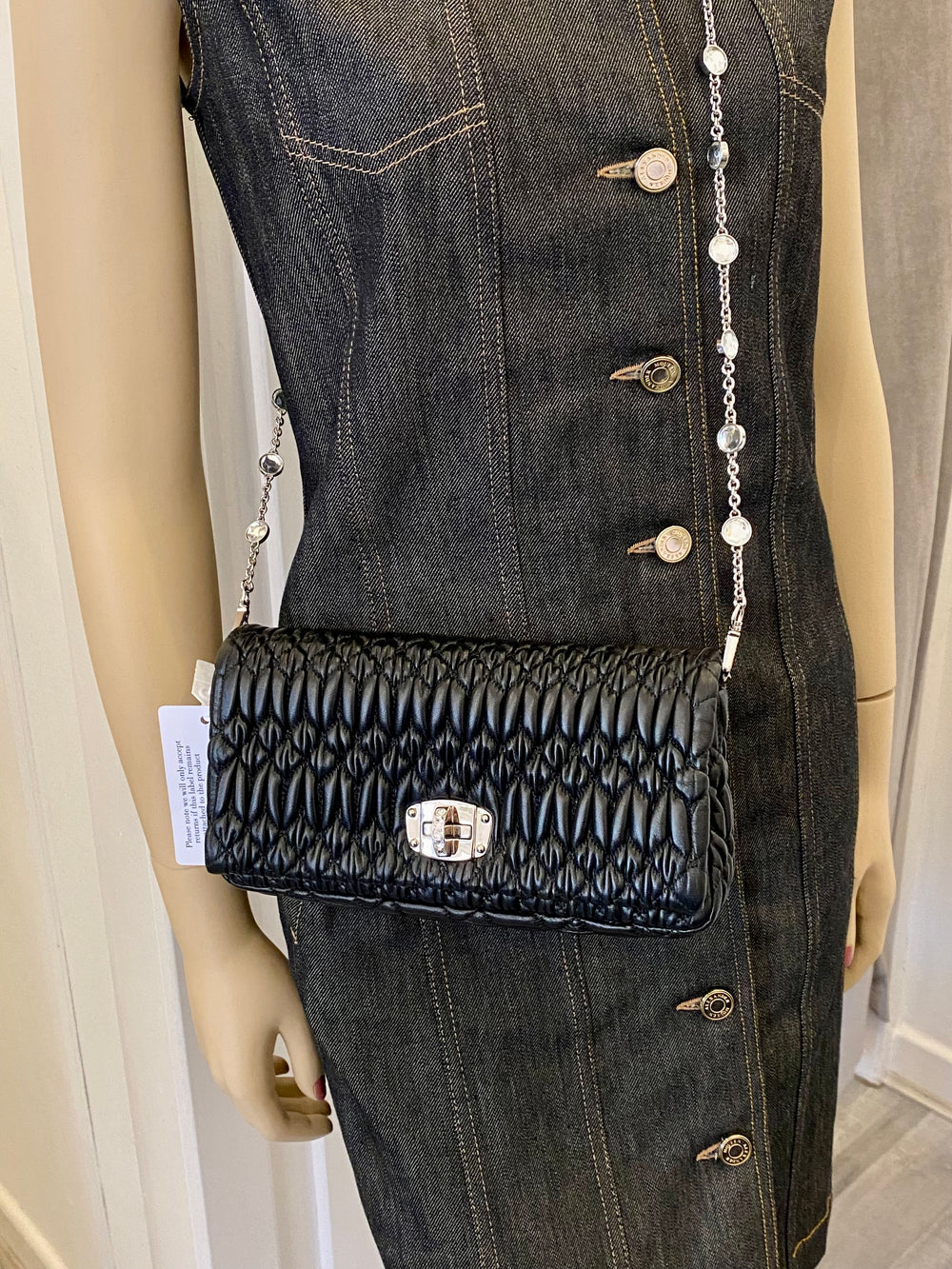 Pre Loved Miu Miu Black Crystal Matelasse Shoulder/Cross Body/Clutch Bag (new)