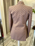 Gucci GG Jacquard Double Breasted Blazer in Pink and Grey Monogram IT 38 (UK 8)