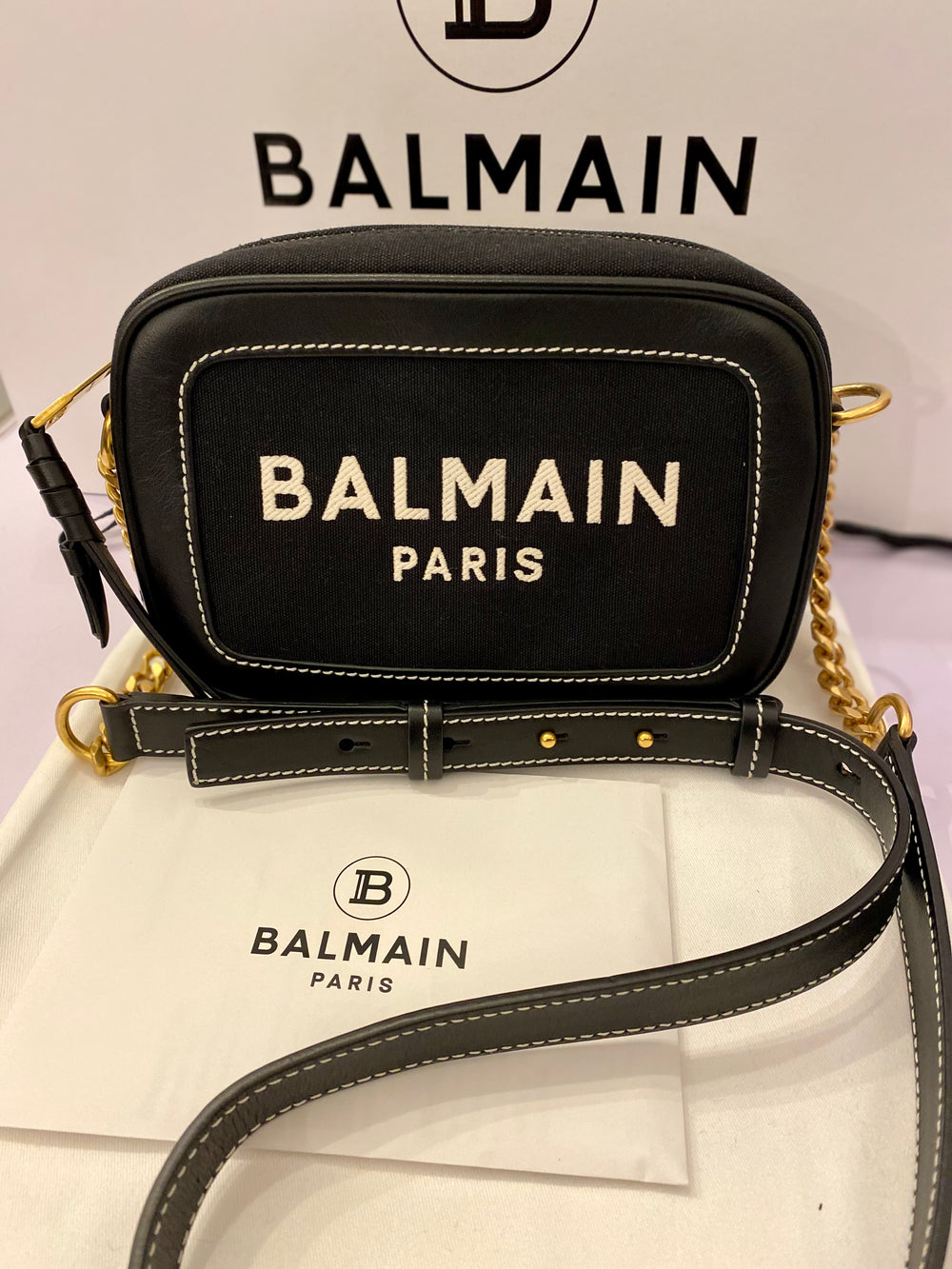 Pre Loved Balmain B-Army Canvas & Leather Camera Bag (As New)