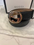 Pre Loved Gucci Black GG Interlocking Buckle Belt 80cm (fits uk 8-10)