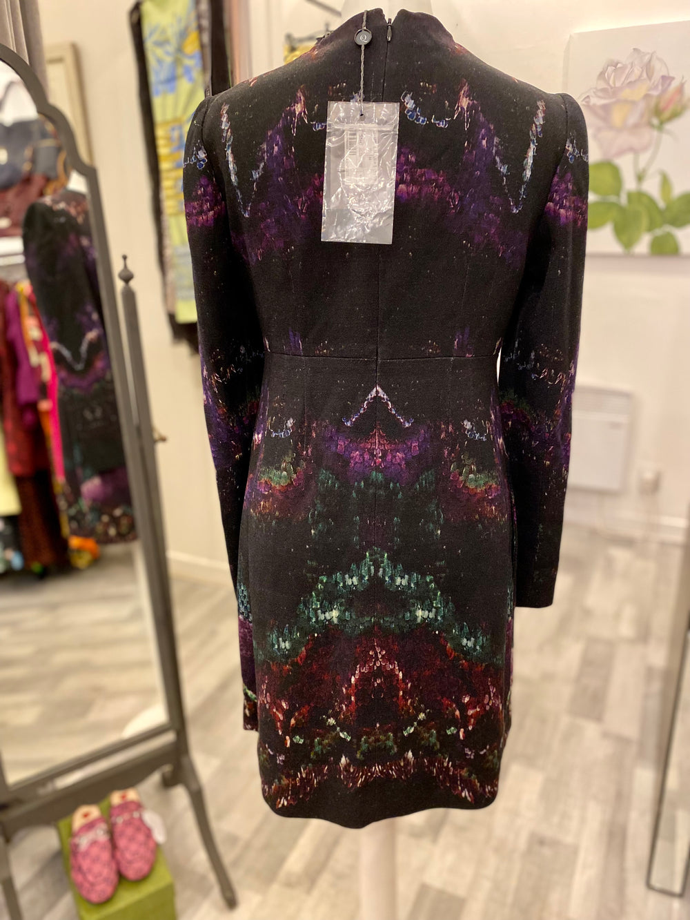 Pre Loved Alexander McQueen Feather Print Wool Dress uk12 (new)