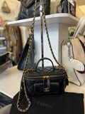 Chanel Quilted Crossbody Vanity Case in Black Leather