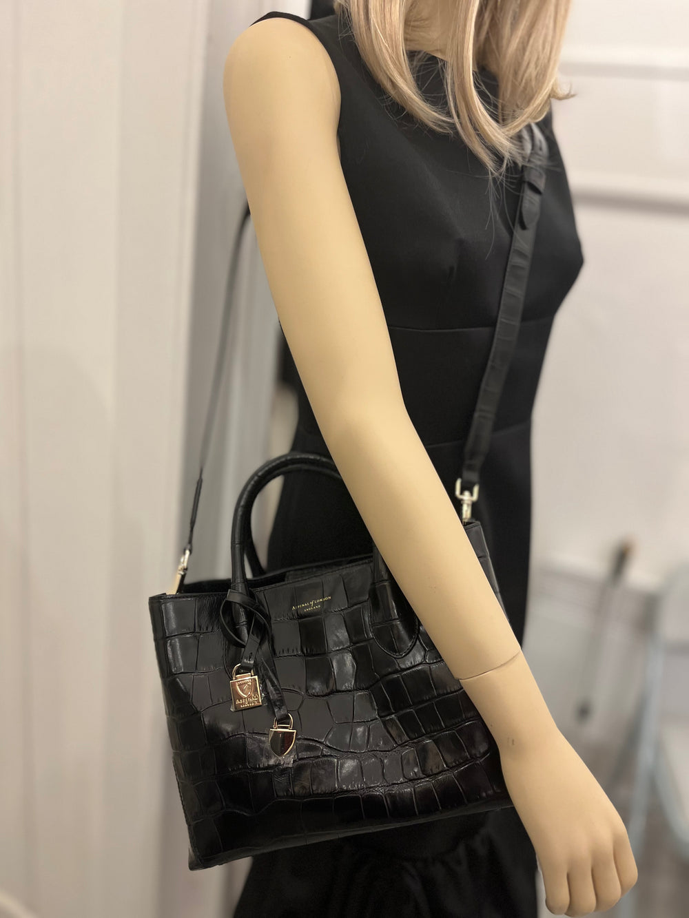 Pre Loved Aspinal of London Embossed Leather Small Tote Bag (new)