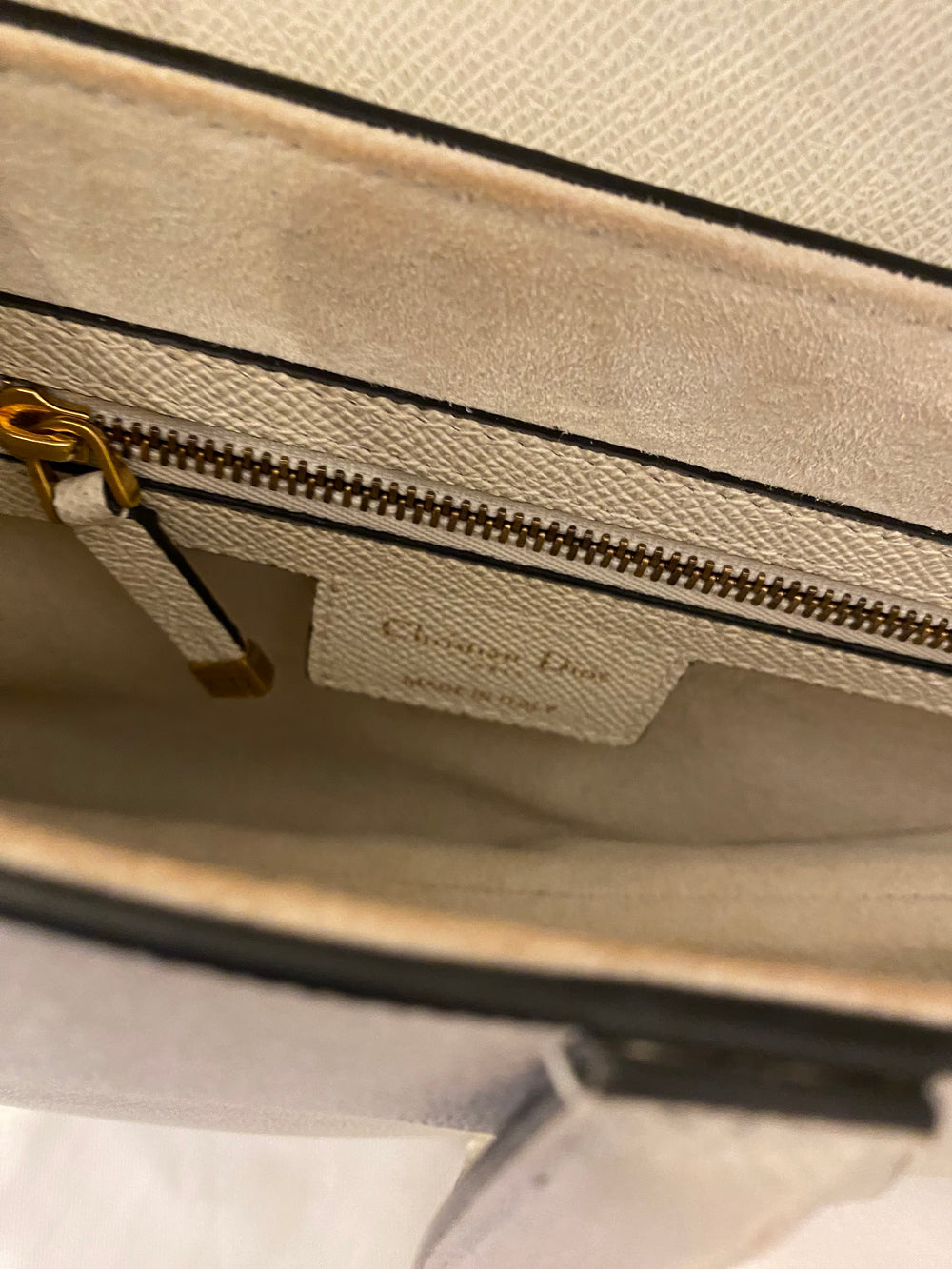 Pre Loved Christian Dior Latte Saddle Bag with Logo Web Strap  (excellent)