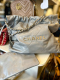 Pre Loved Chanel 22 in Grey Calf Leather 2023 (pristine)