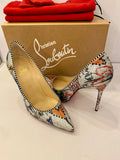 Pre Loved Christian Louboutin Decollete Silver & Multicoloured 100 Heels UK 4.5 (Excellent)