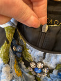 Pre Loved Escada Textured Blue Floral  Dress and Coat Suit UK10 (excellent)