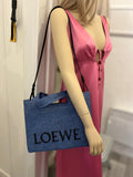 Pre Loved Loewe blue woven raffia x Paula Ibiza tote bag (excellent)
