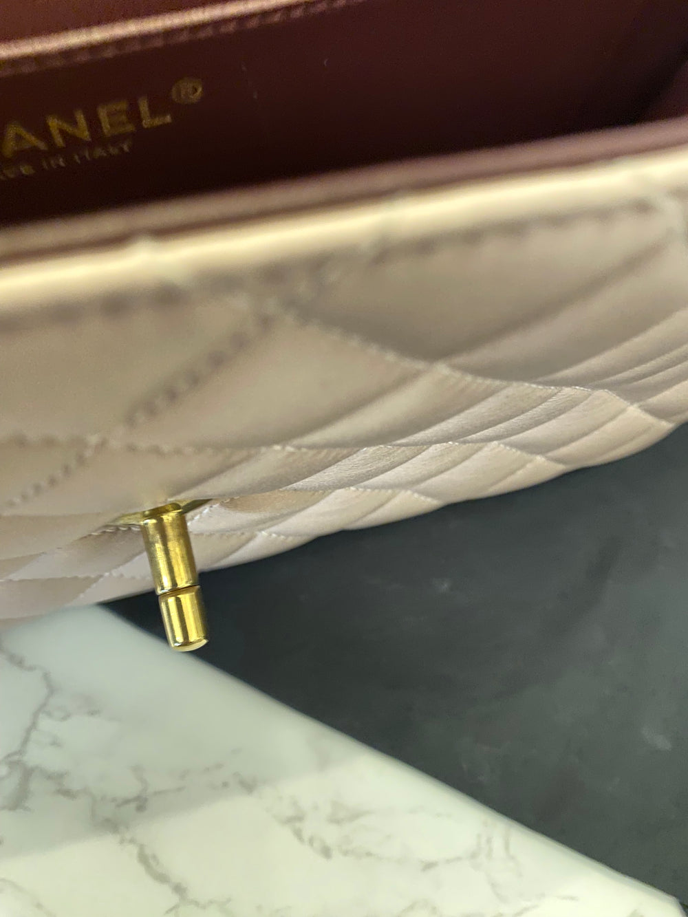 Pre Loved Chanel Single Flap Classic in Dusky Pink & Burgundy - Excellent