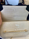 Pre loved Strathberry East/West clutch in beige embossed leather (excellent)
