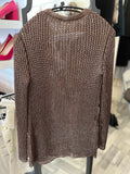 Hermes Vintage Bronze Metallised Knit Longline Cardigan FR38 UK 10