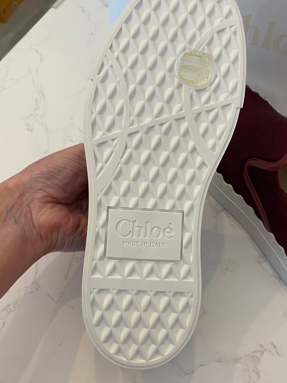 Pre Loved Chloe Pony Style Burgundy Trainers uk3 (new)
