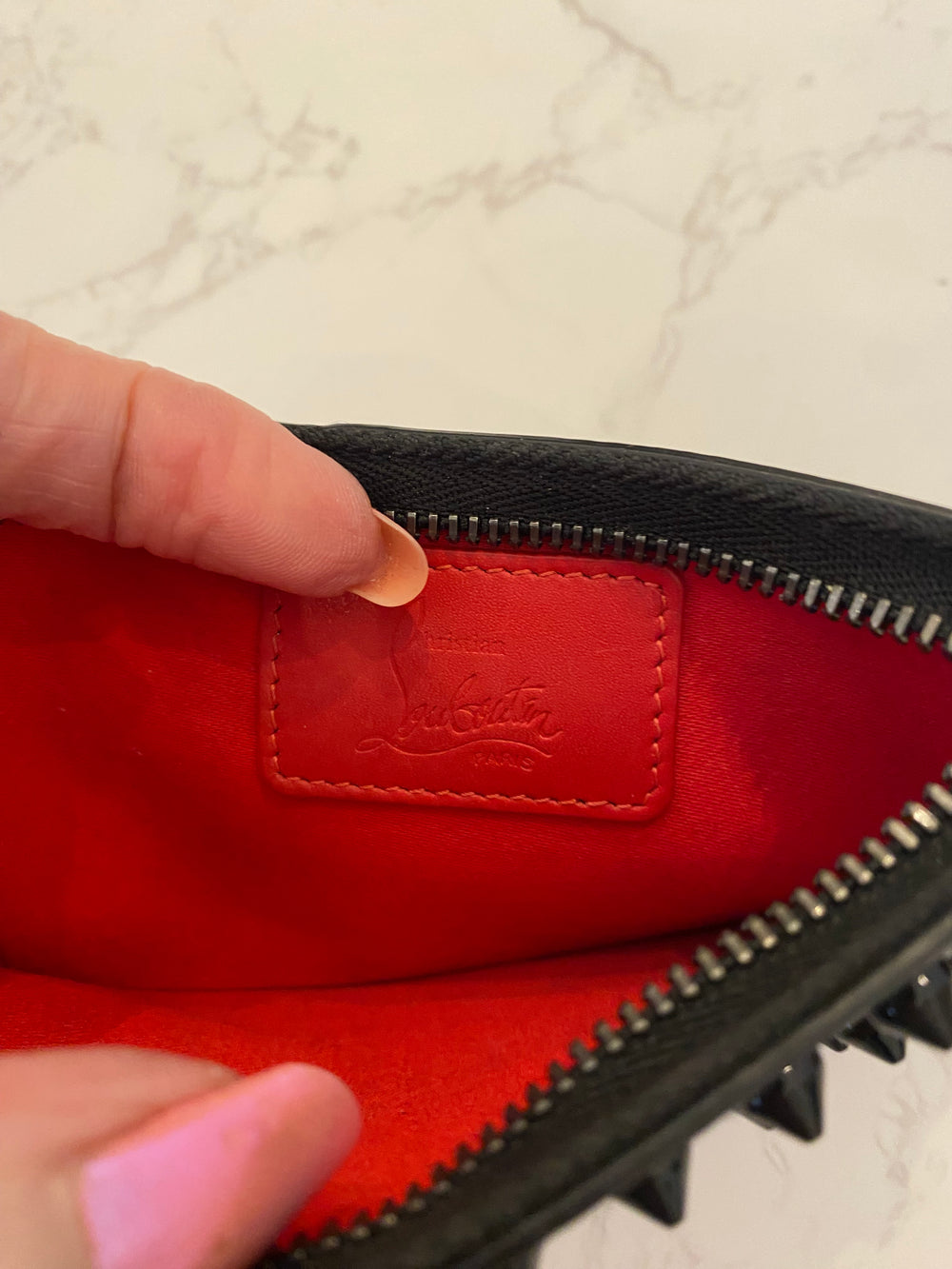 Pre Loved Christian Louboutin Black Spike purse/cardholder (excellent)