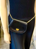 Pre Loved Salvatore Ferragamo Gancini Black Leather Crossbody or Belt Mini Bag on Chain