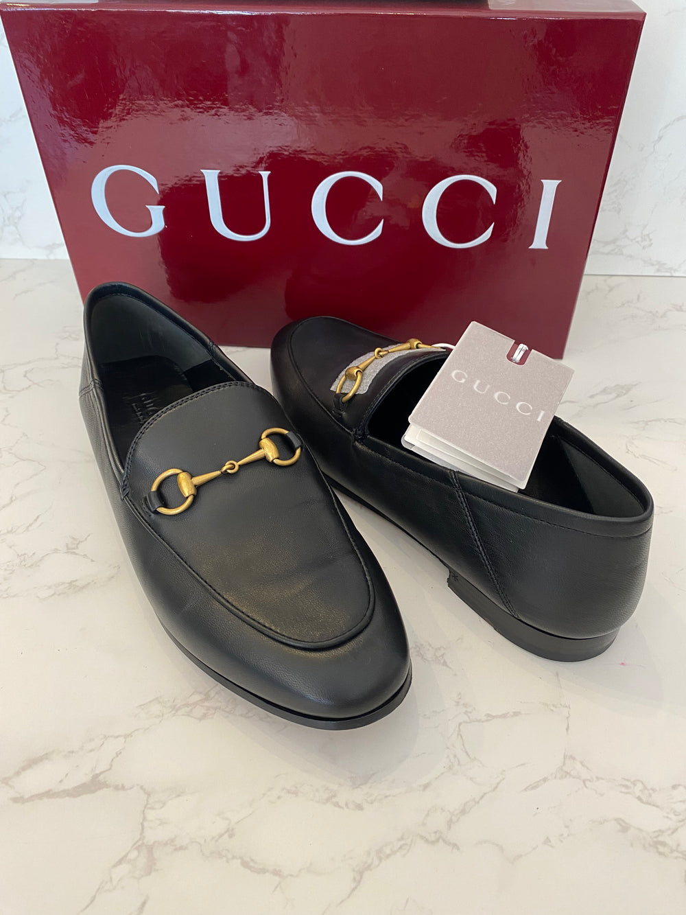 Pre Loved Gucci Brixton Black Leather Moccasins UK 6 - NEW