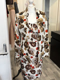 Pre Loved Dolce & Gabbana cream with brown & orange flower body con dress and blouse - Size S