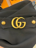 Gucci Black Wool & Silk Skirt Gold GG Accent IT 40 UK 8