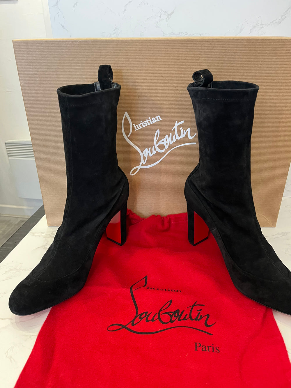 Pre Loved Christian Louboutin Gena Suede Boots uk 6 (new) **reserved**