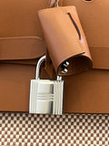 Hermes Herbag Satchel Cabin Size 50 in Beige Canvas and Tan Leather