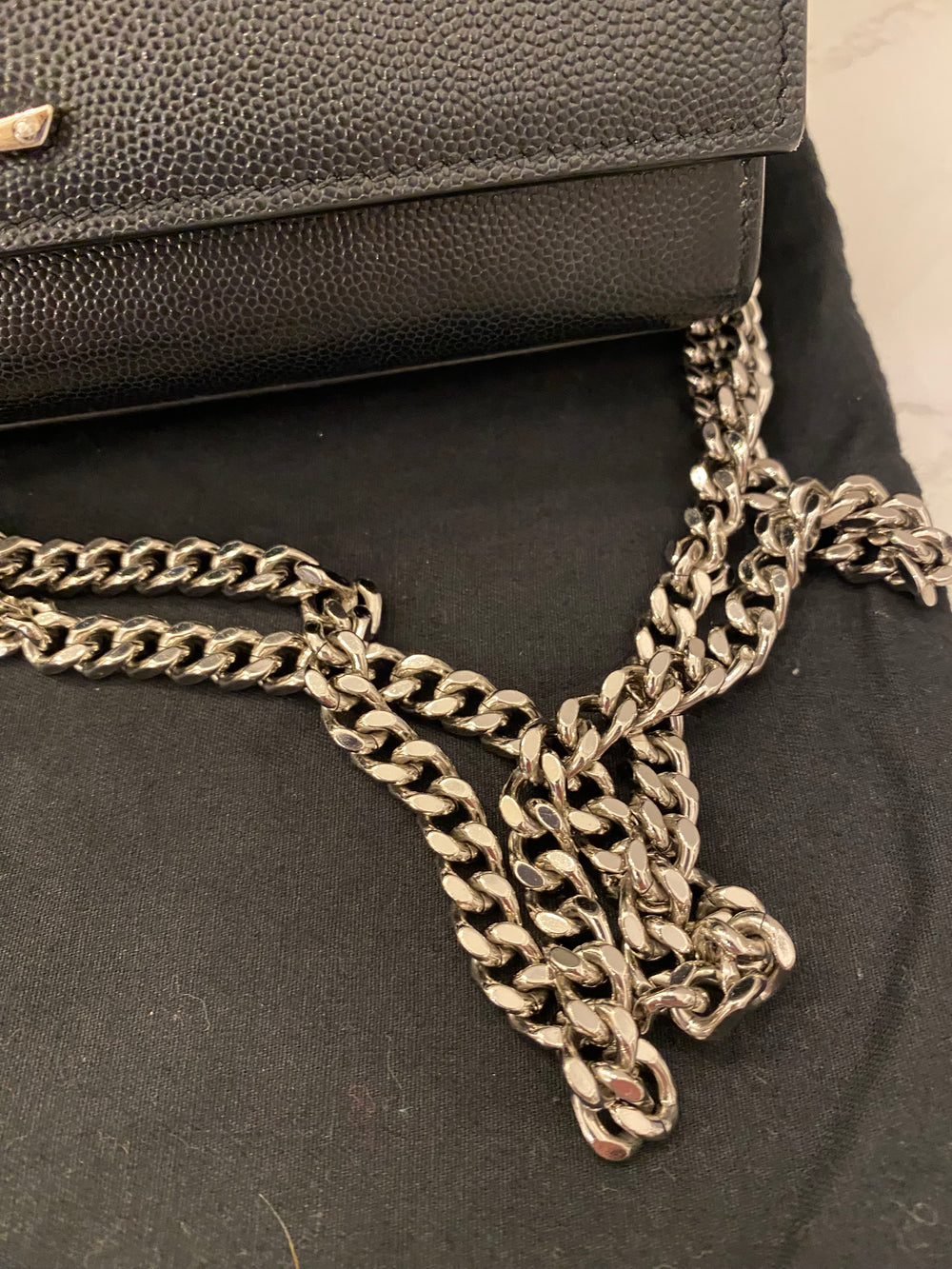 Pre Loved Saint Laurent Kate Crossbody Bag in Black with Silver Tone Hardware