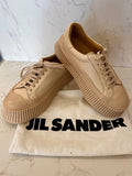 Pre Loved Jill Sander beige leather platform sneakers size UK 4 fits UK 5
