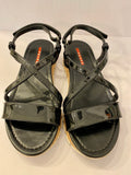 Pre Loved Prada Black Patent & Cork Sandals UK 5.5