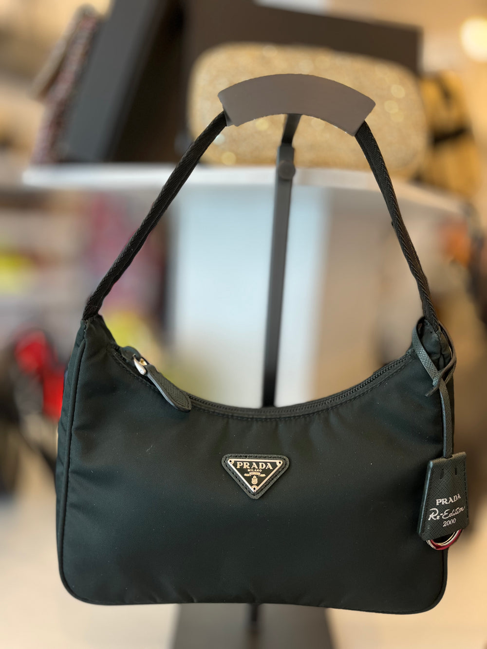 Pre Loved Prada Re-Edition 2000 Nylon Mini Bag in Dark Green