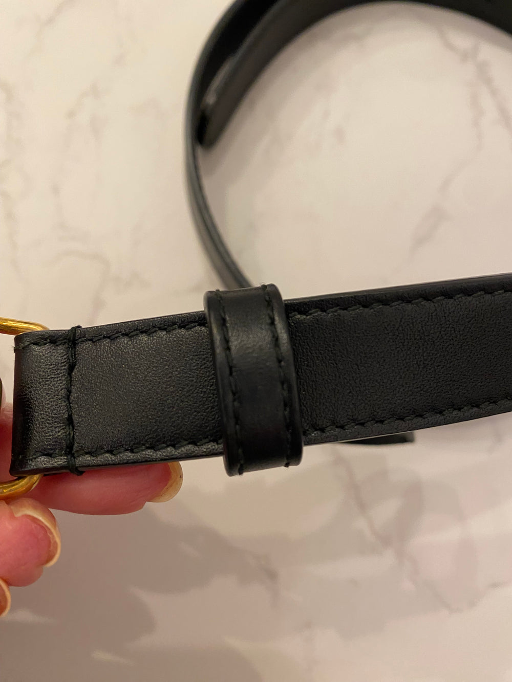 Pre Loved Gucci narrow Marmont Black & Gold Belt 75cm (fits uk-8-10) excellent