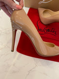 Pre Loved Christian Louboutin Pigalle 100 Nude Patent Heels Size UK 6  (new)