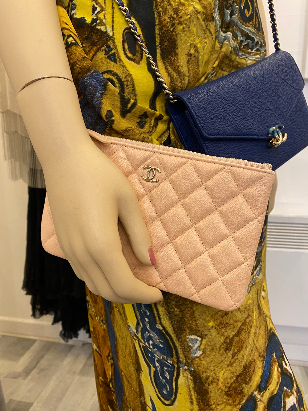 Pre Loved Chanel Peach Caviar Leather O-Case (excellent)