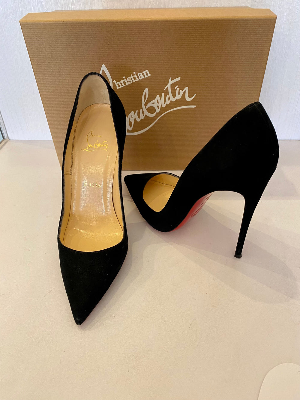 Pre Loved Christian Louboutin So Kate 120  Black Suede  UK 4.5