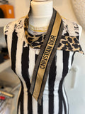 Christian Dior Silk Twilly in Black & Taupe & Leopard